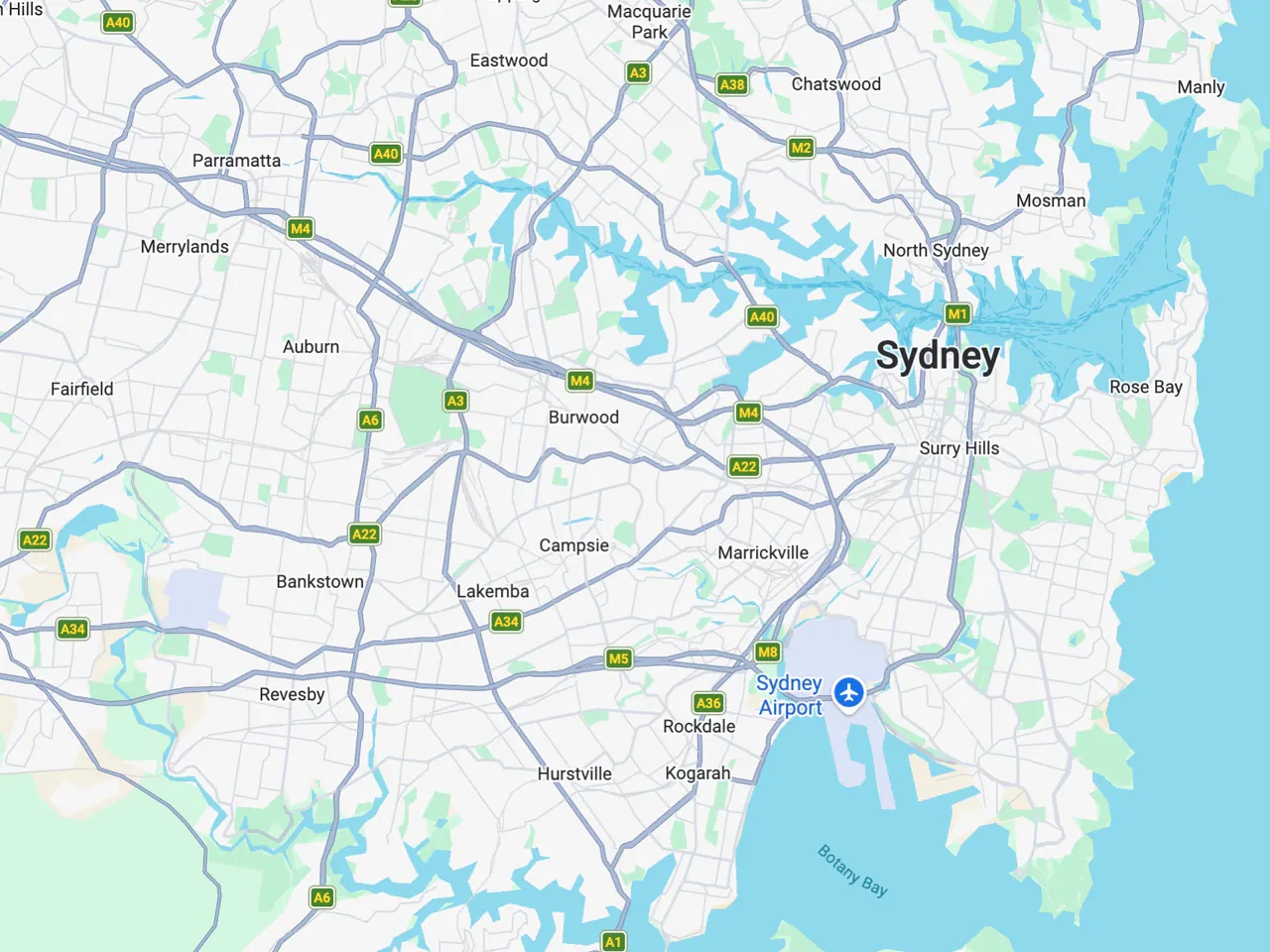 Sydney map for Google Ads suburb cost estimates